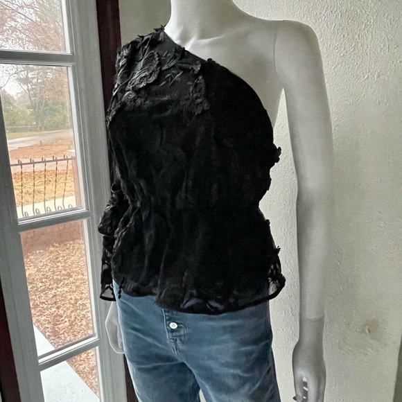Cynthia Rowley ruffle lace sleeve top - Picture 7 of 11
